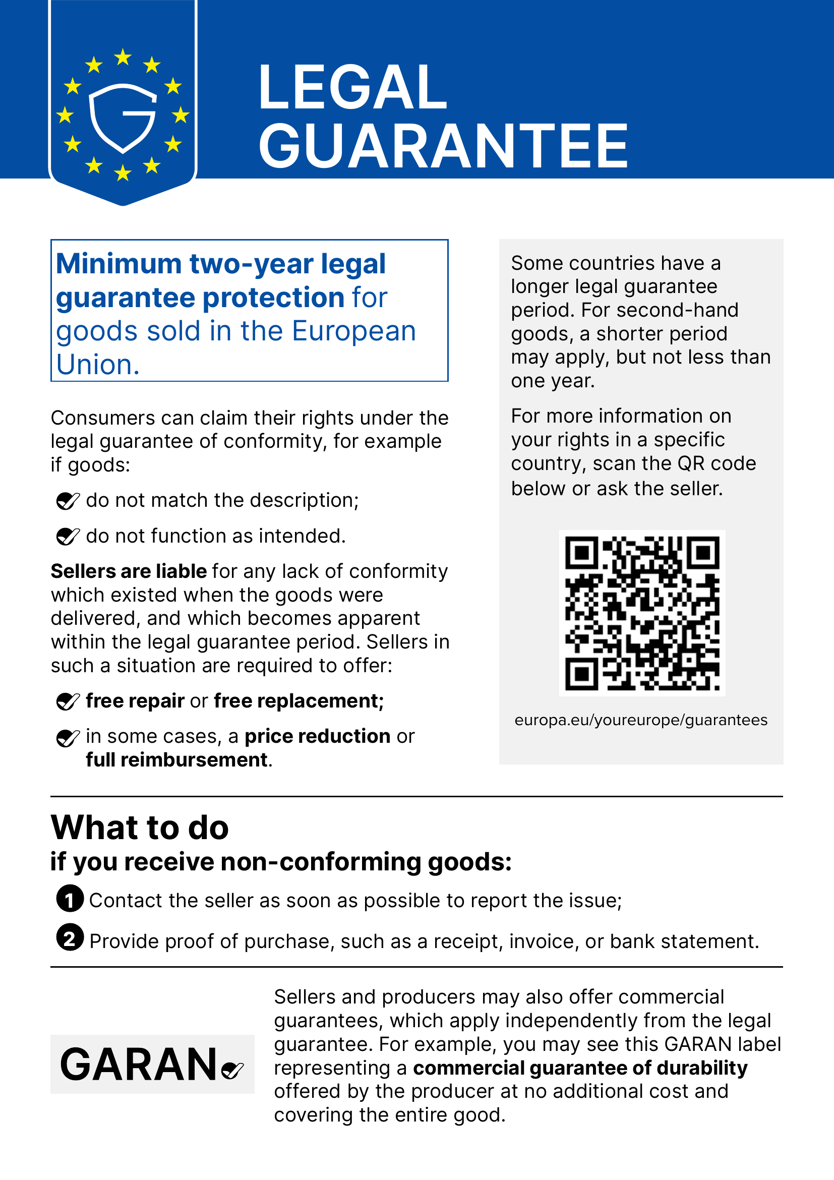 Harmonised EU notice on the legal guarantee of conformity (Implementing Regulation (EU) 2025/1960)